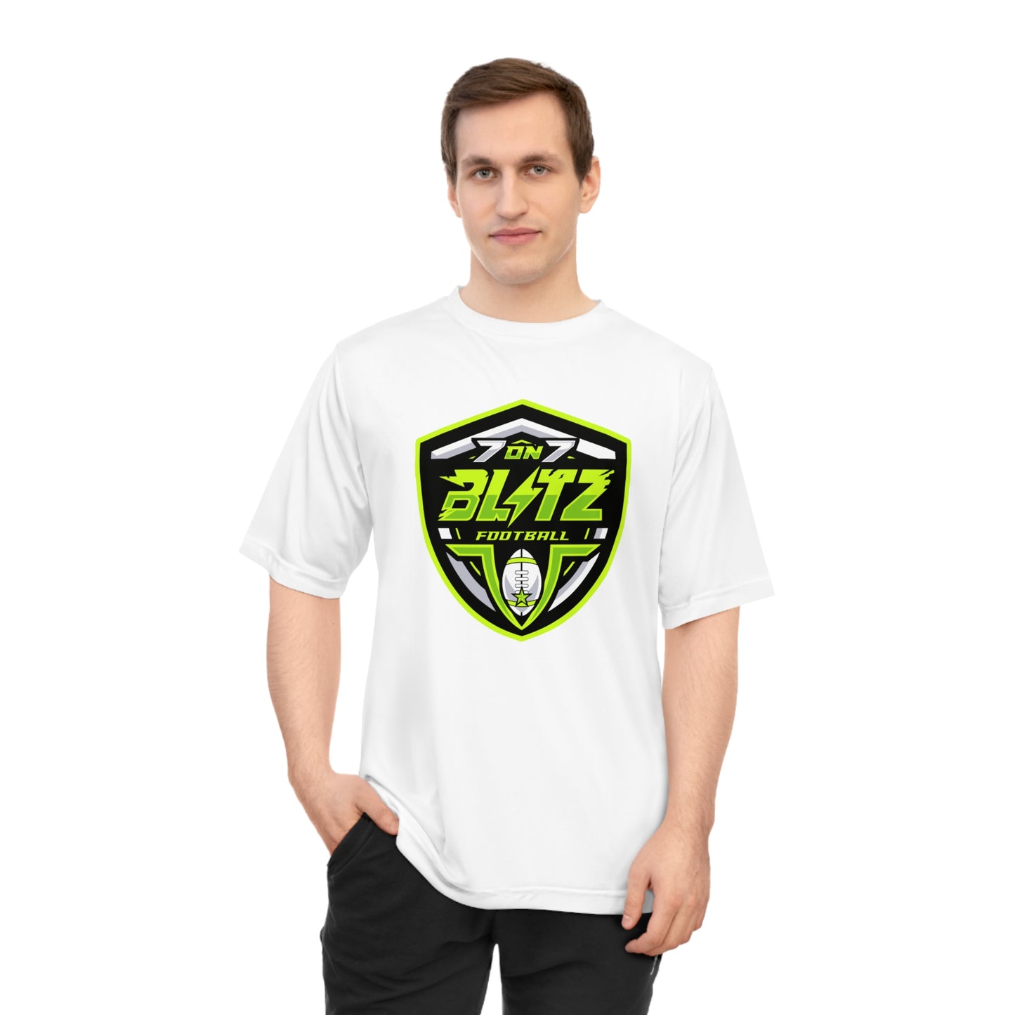 Customizable Lightning Blitz Football Performance T‑Shirt — 'On 7 Blitz' Neon Logo