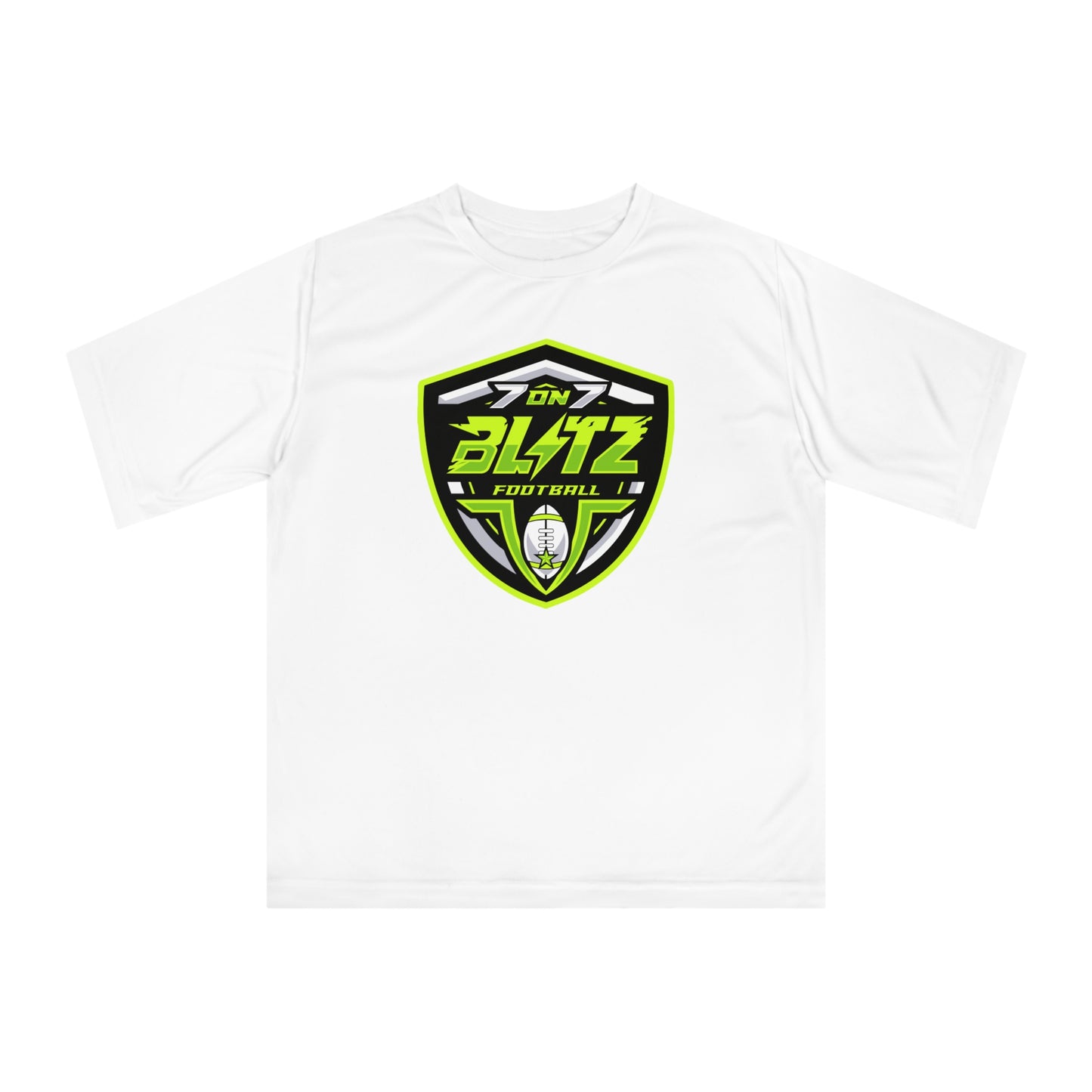 Couch Wash Blitz Football Performance T‑Shirt — 'On 7 Blitz' Neon Logo with Custom Name