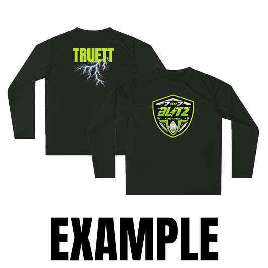 Customizable Lightning Blitz Football Performance Long Sleeve Shirt