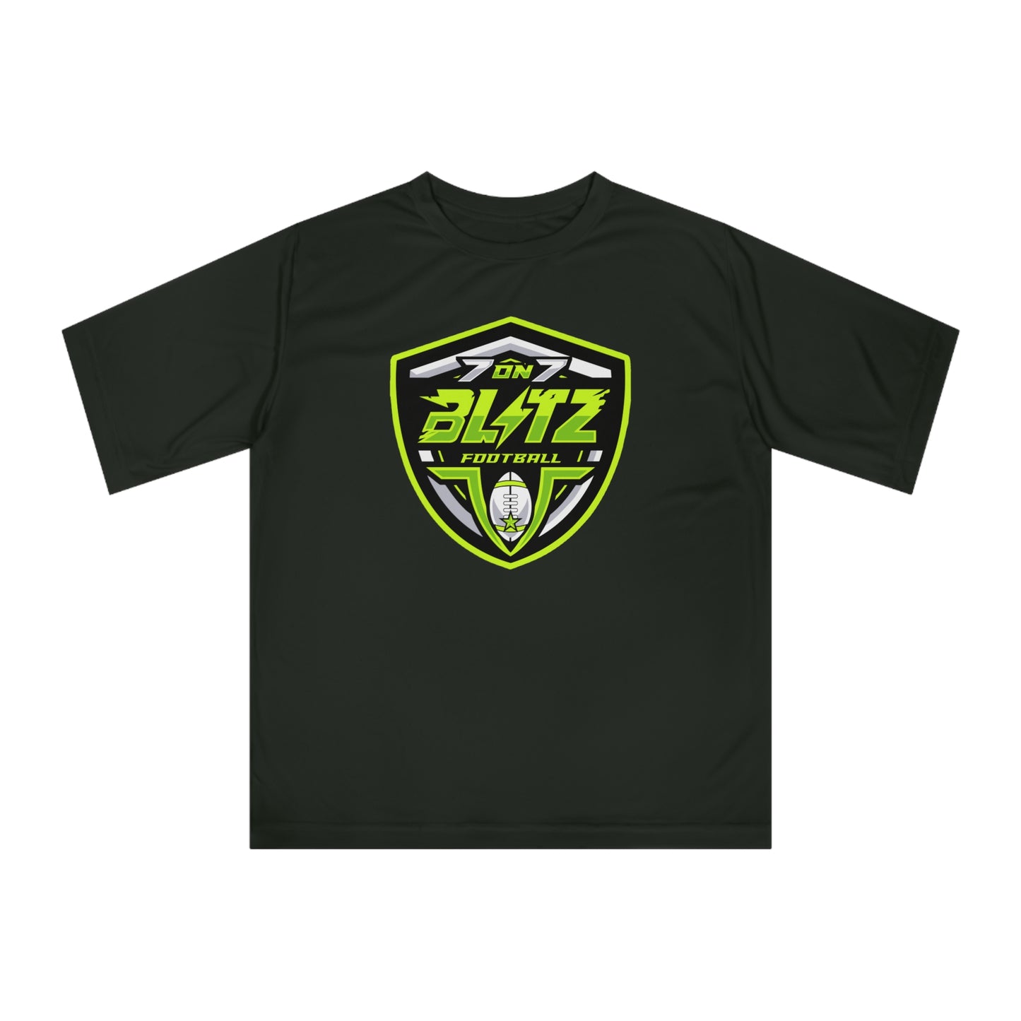 Couch Wash Blitz Football Performance T‑Shirt — 'On 7 Blitz' Neon Logo with Custom Name