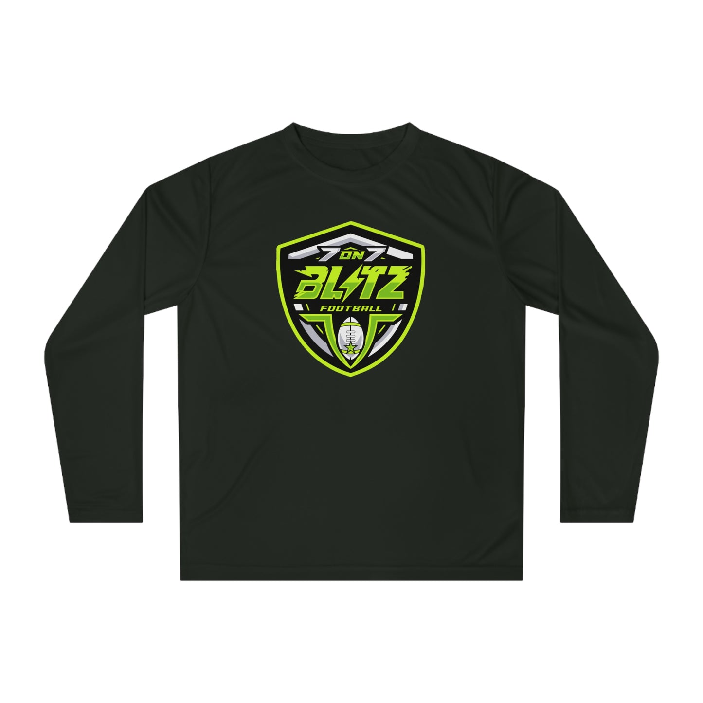 Customizable Blitz Football Performance Long Sleeve T‑Shirt '7 On 7 Blitz' Neon Logo