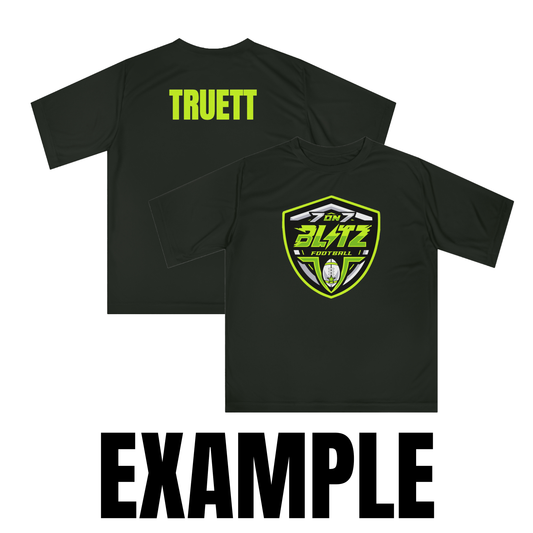 Customizable Blitz Football Performance T‑Shirt '7 On 7 Blitz' Neon Logo